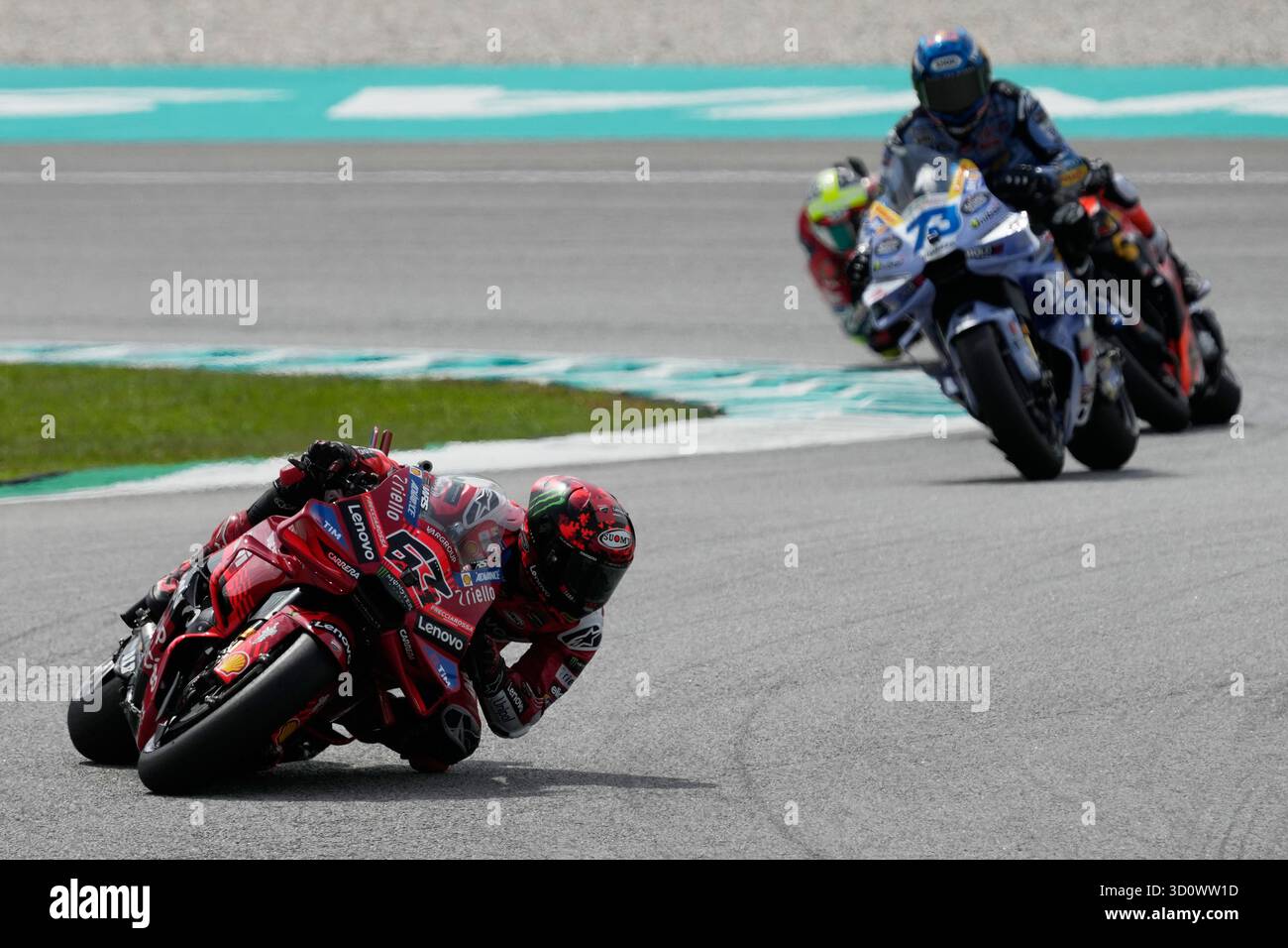Italian rider Francesco Bagnaia of the Ducati Lenovo Team steers his ...