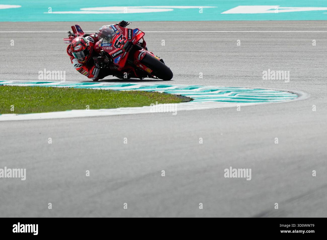 Italian rider Francesco Bagnaia of the Ducati Lenovo Team steers his ...