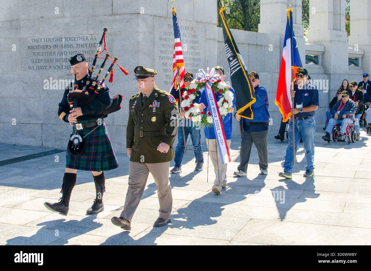 War Procession Veterans Honor Flight Procession at World War II Memorial, Washington D ...