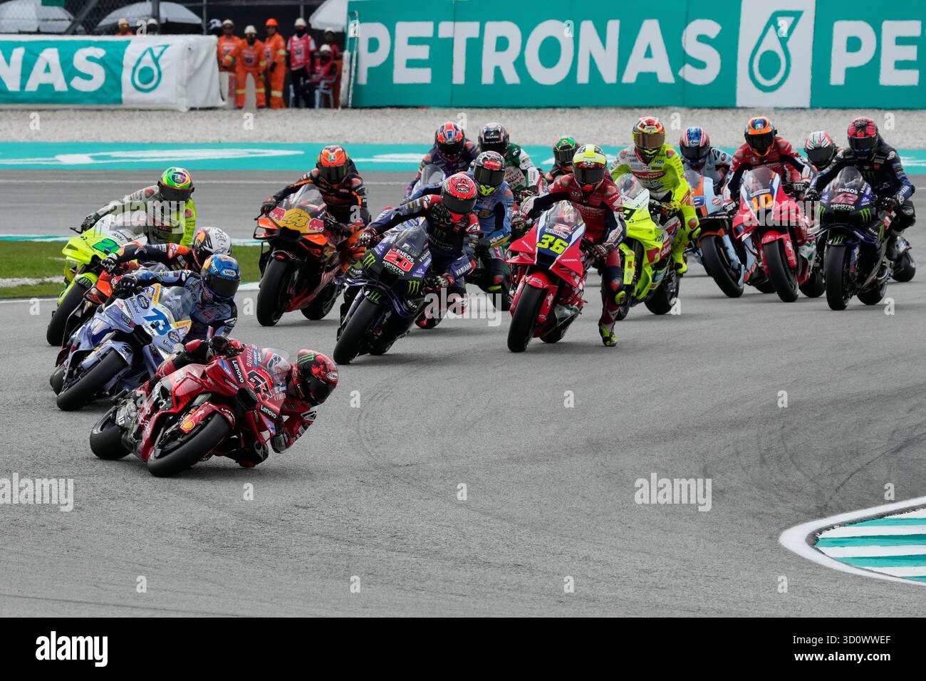 Italian rider Francesco Bagnaia of the Ducati Lenovo Team steers his ...