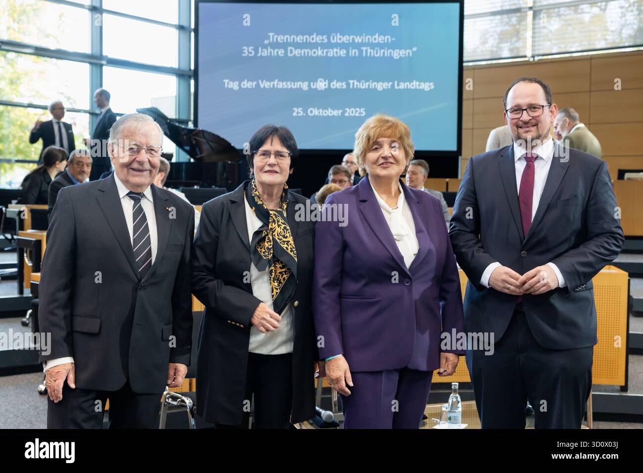 25 October 2025, Thuringia, Erfurt: Former state parliament presidents ...