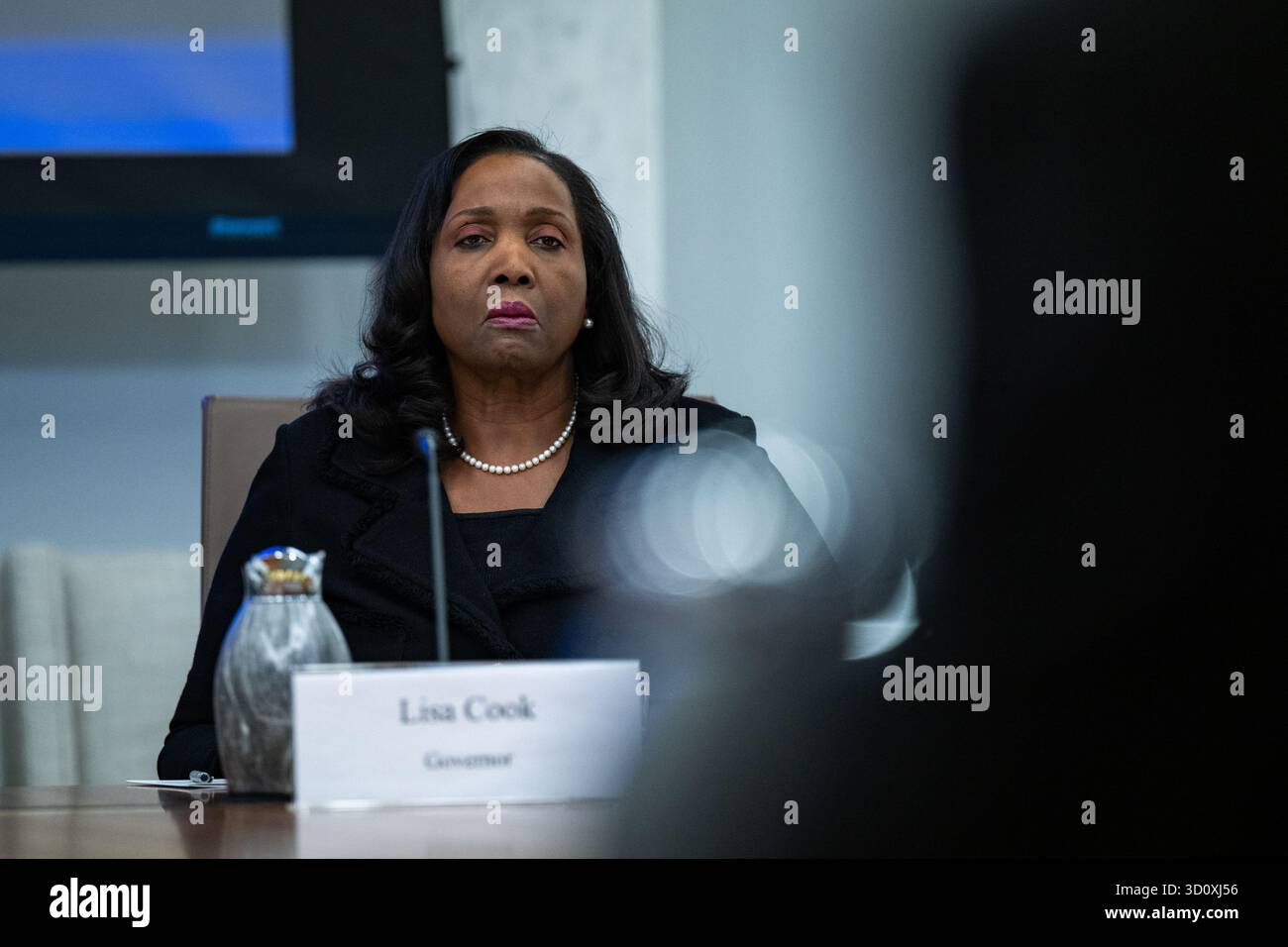 Member of the Federal Reserve Board of Governors Lisa Cook speaks at a ...