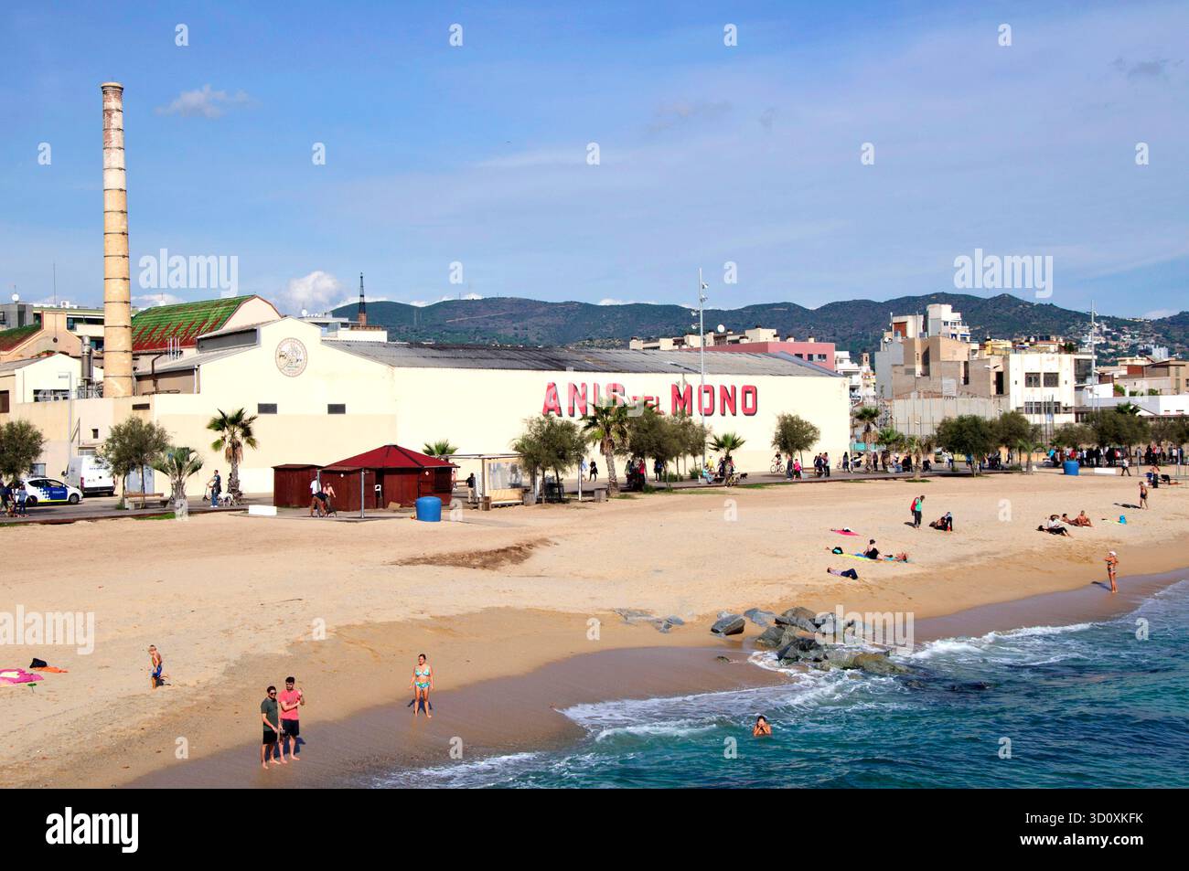 View of the restored facade of the iconic factory Anís del Mono in ...