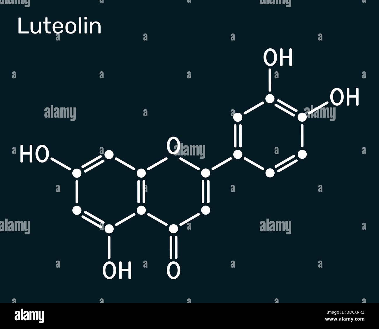 Loteolin Luteolin molecule. Citrus and herb bioflavonoid, antioxidant and ...