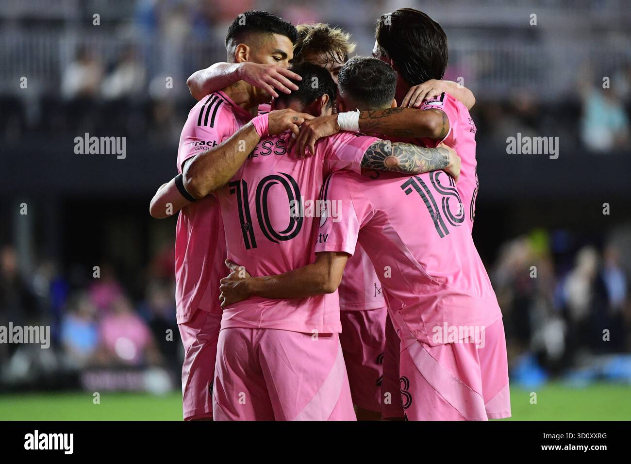 Inter Miami CF teammates hug Inter Miami CF forward Lionel Messi (10 ...