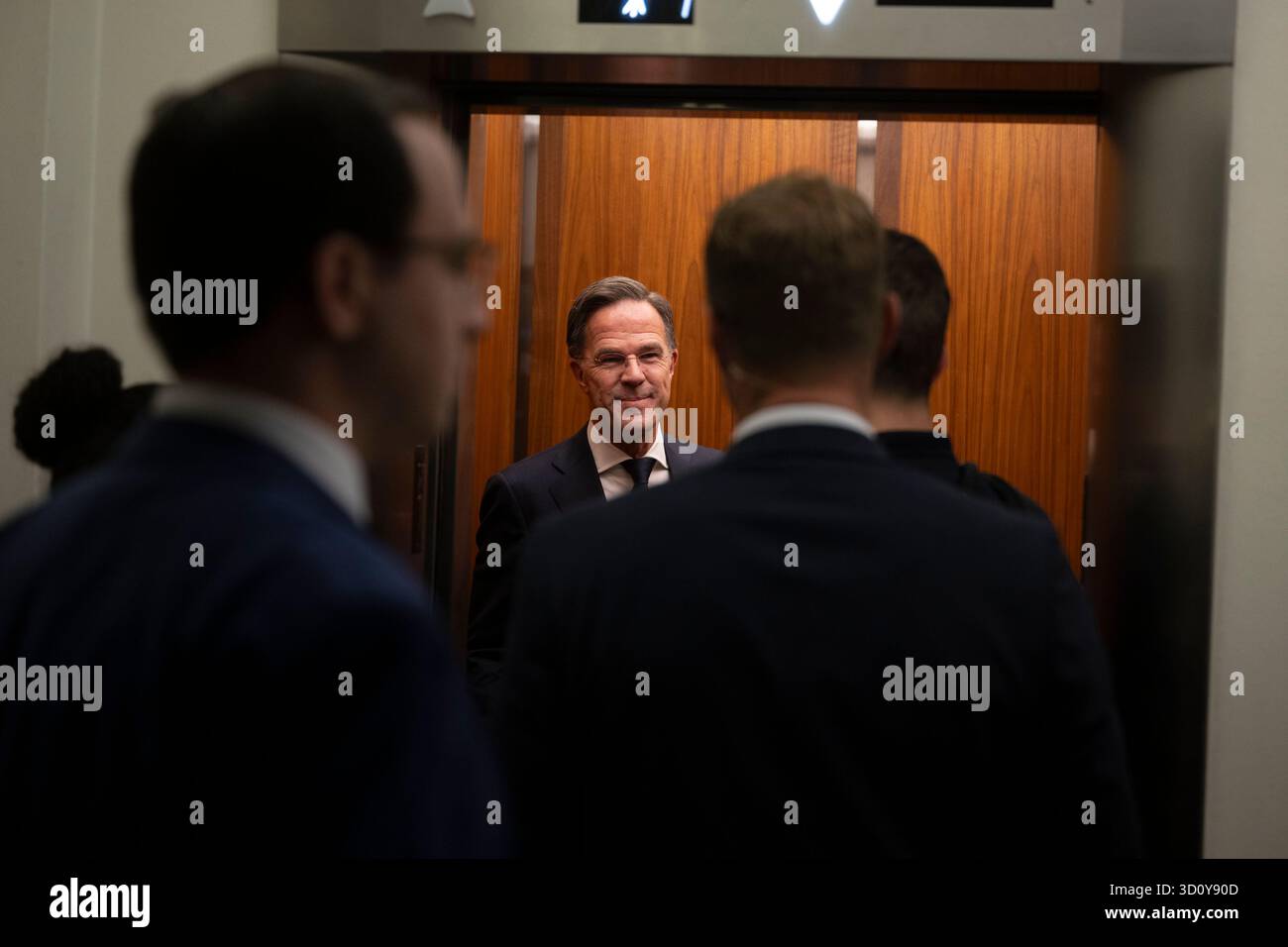 Mark Rutte Office Secretary General of NATO Mark Rutte, walks into an elevator in the ...