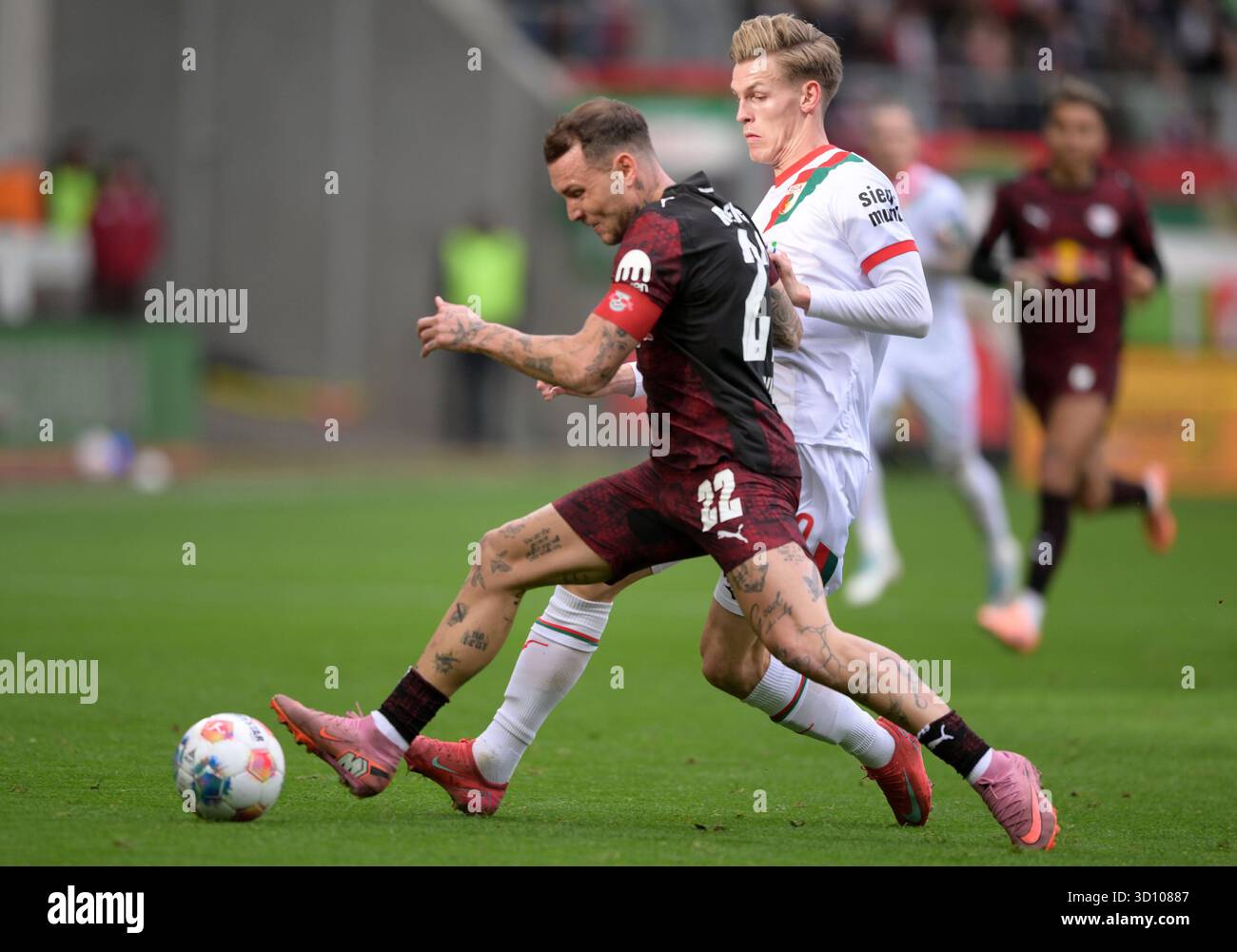 from left: David Raum (Leipzig), Anton Kade FC Augsburg, October 25 ...