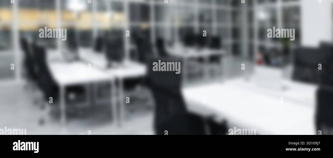 Tables and chairs in office, blurred view Stock Photo