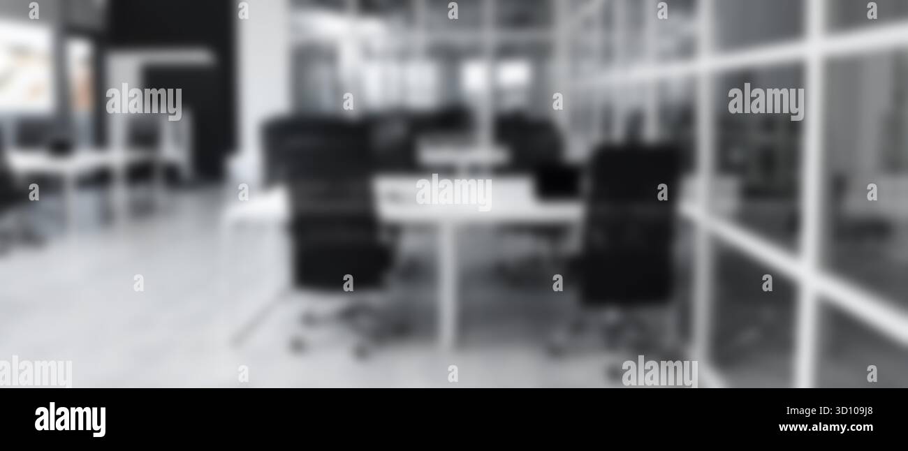 Tables and chairs in office, blurred view Stock Photo