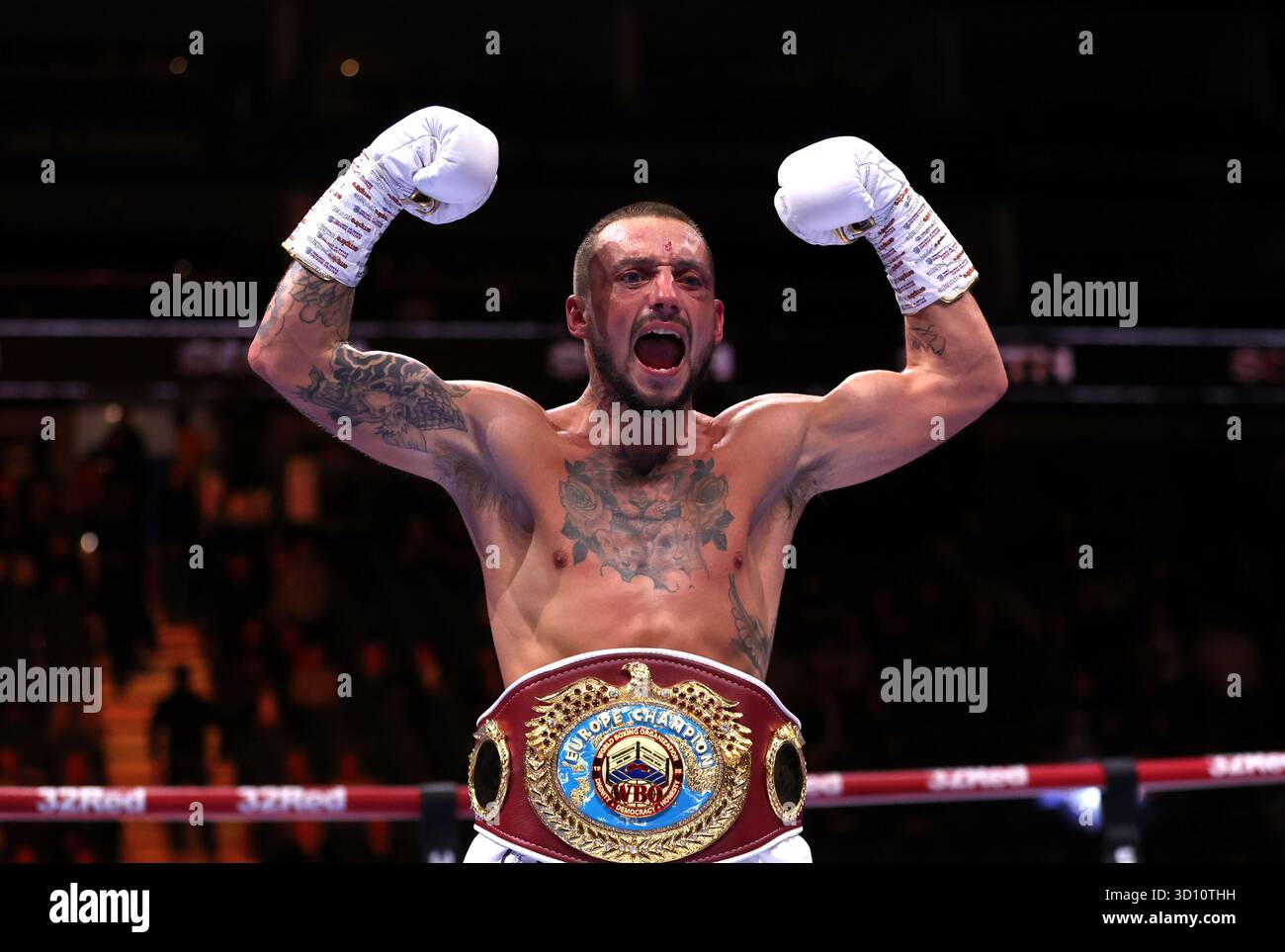 Mitchell Smith celebrates winning the the WBO European light weight ...