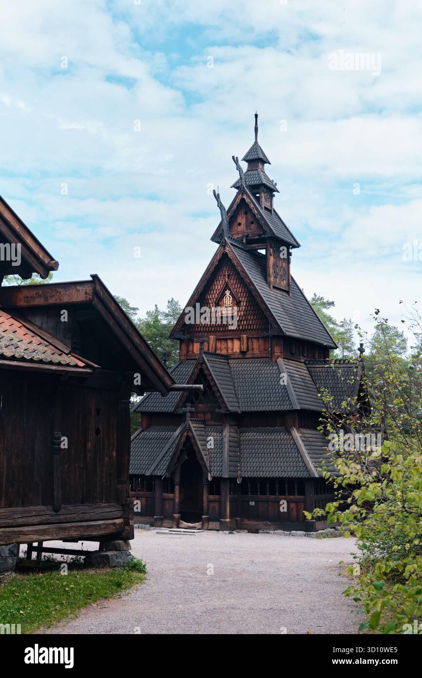Oslo, Norway - September 8, 2025: The ancient Stave Church ( Stavkirke ...
