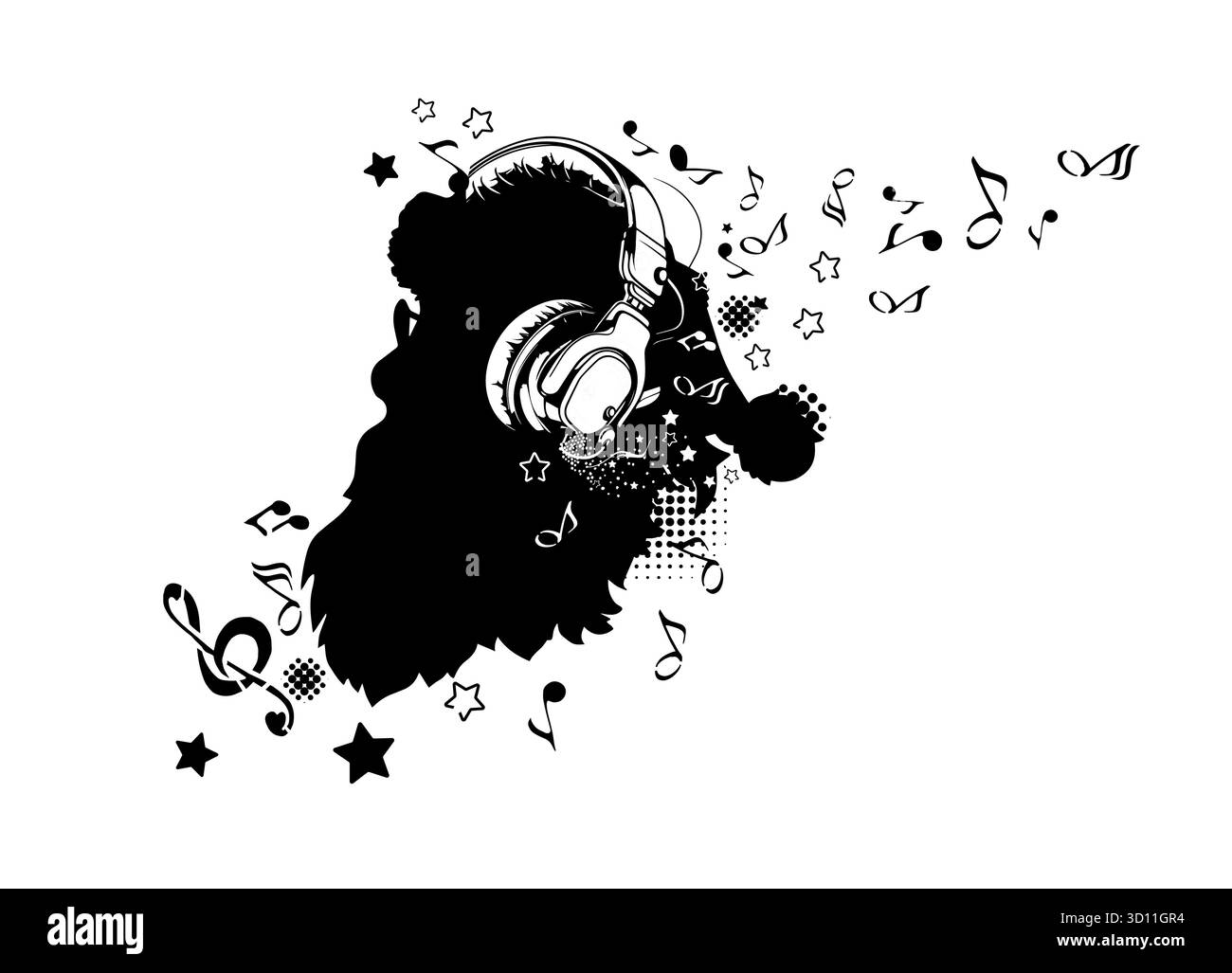 Headphones art Black and White Stock Photos & Images - Alamy