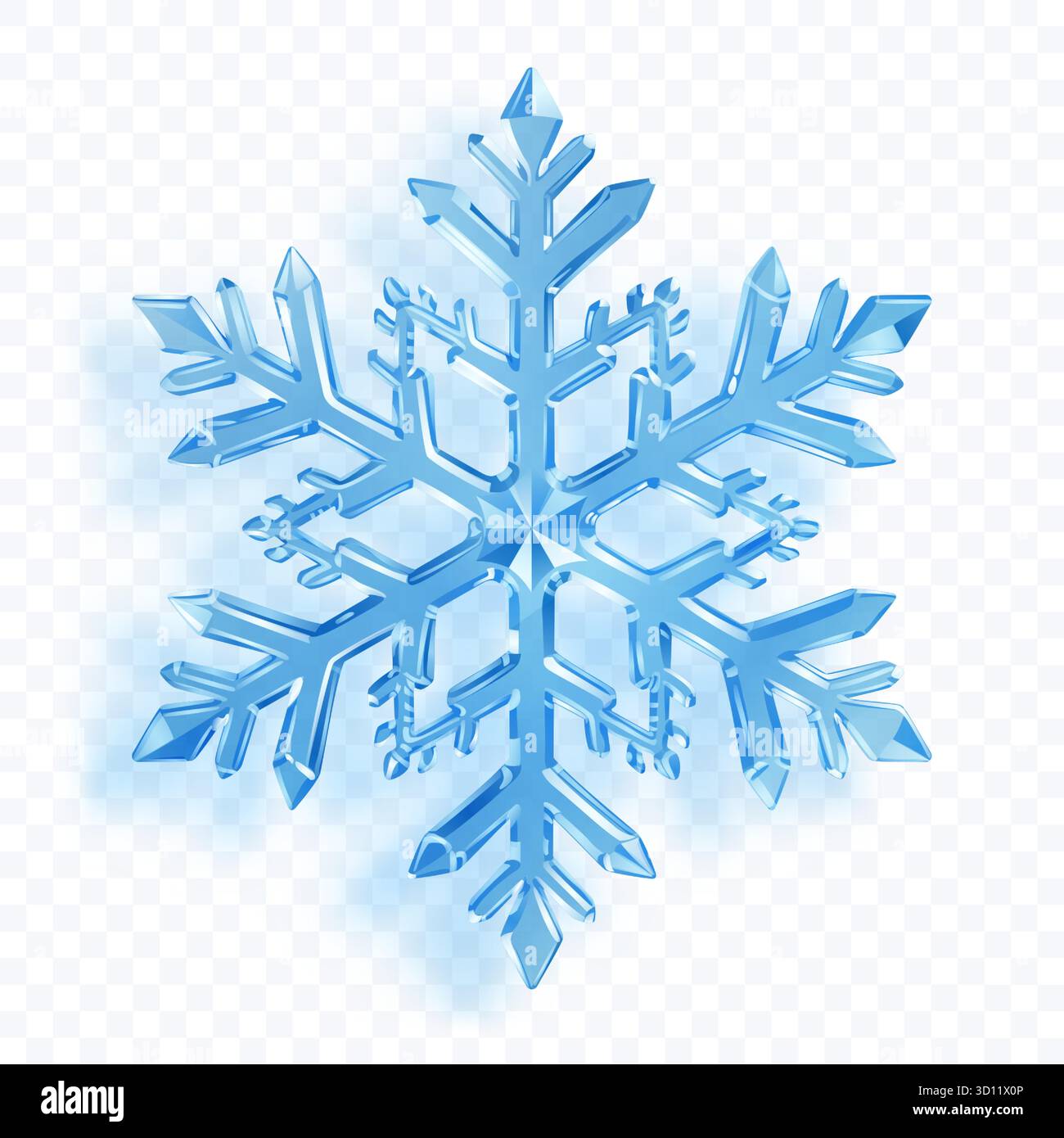 Snowflake Symbol Transparency A complex, six-pointed snowflake with crystalline facets in shades of ...