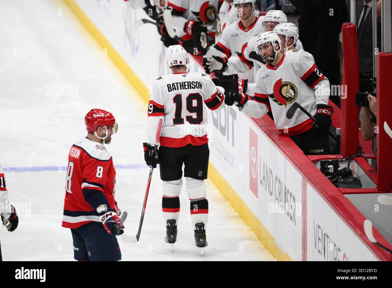 Batherson Ottawa Senators right wing Drake Batherson (19) celebrates his goal ...