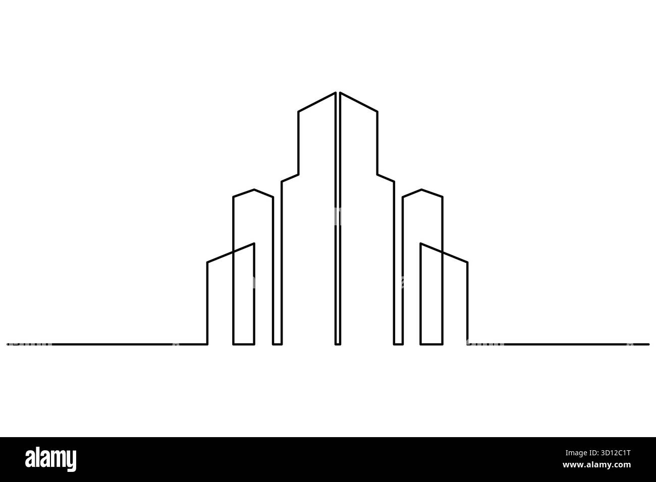 Curated visual reference: Modern City Skyline Continuous Line Art Vector With Office Buildings Photo Inspiration