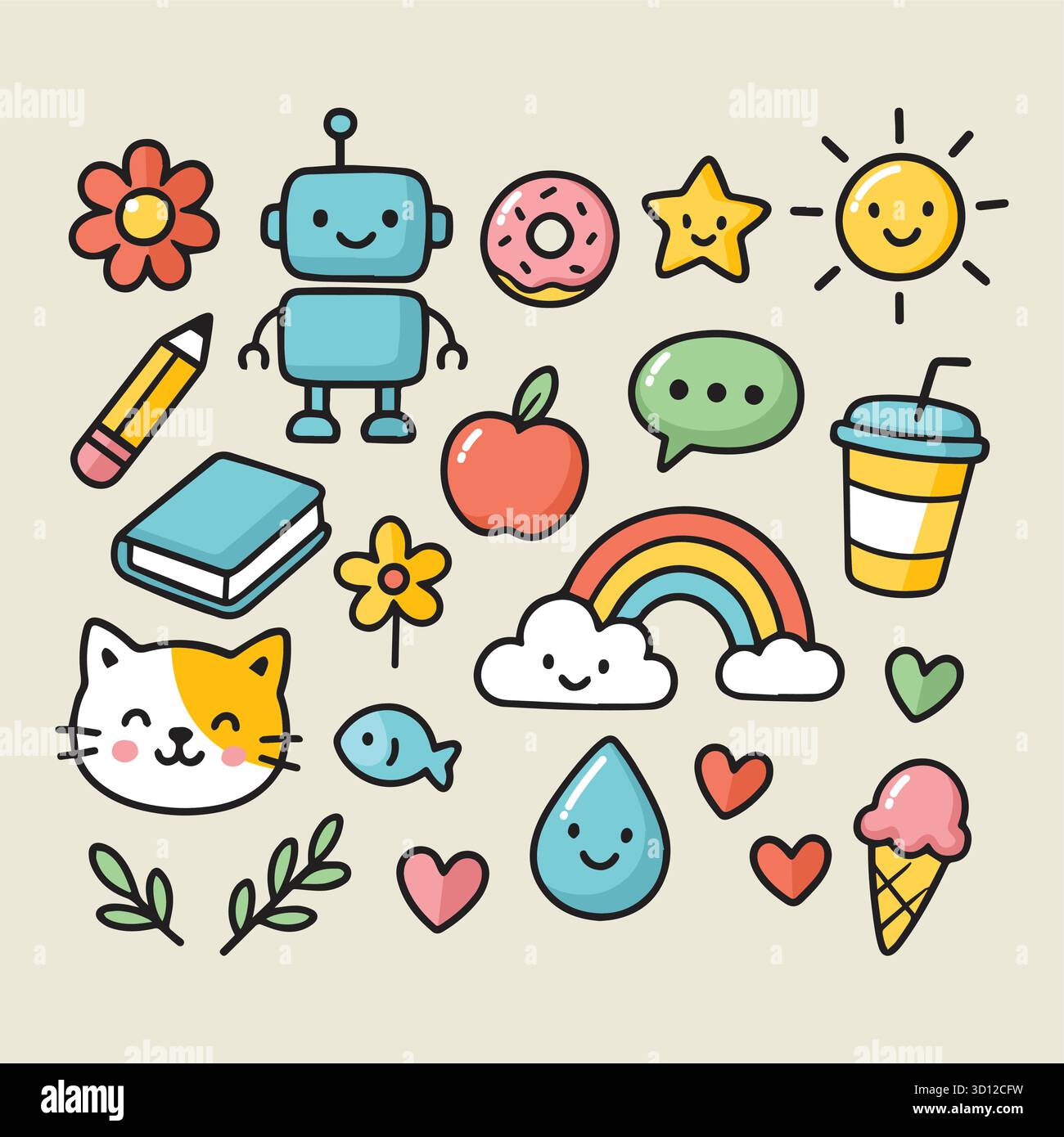 school doodle seamless Stock Vector