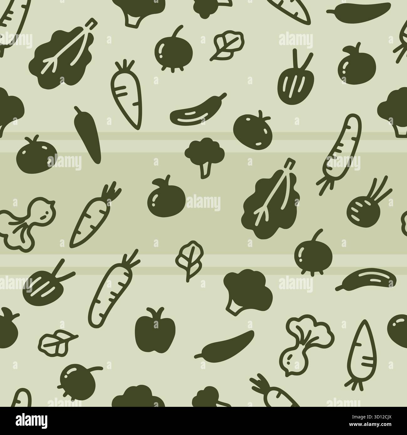 vegetables and fruits doodle seamless pattern Stock Vector