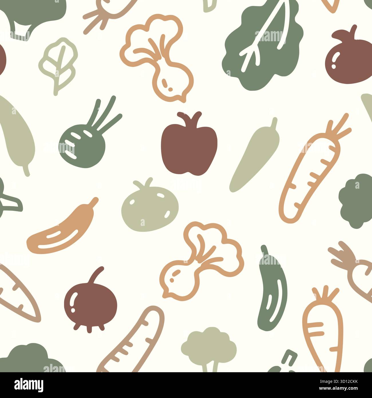 vegetables and fruits doodle seamless pattern Stock Vector