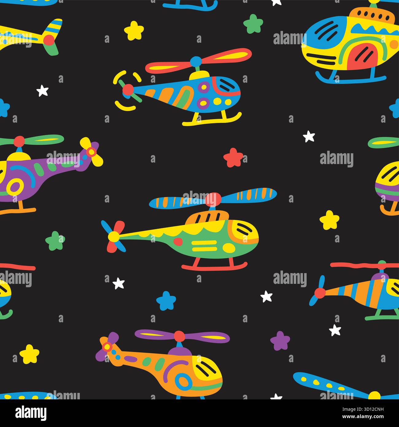 helicopter cartoon doodle seamless pattern Stock Vector