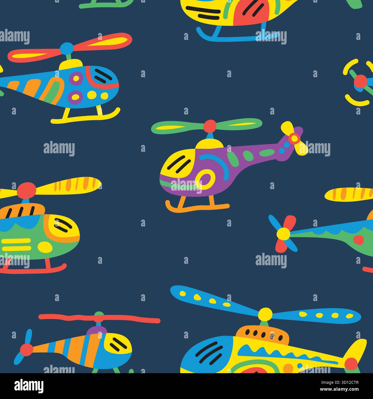 helicopter cartoon doodle seamless pattern Stock Vector
