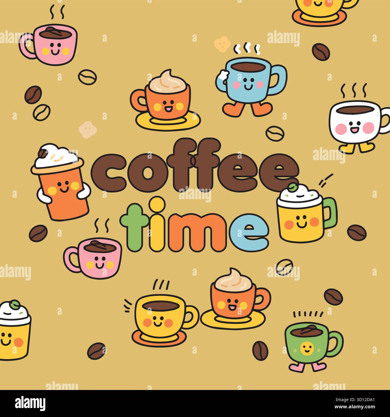 Coffee time break seamless pattern set Stock Vector Image & Art - Alamy