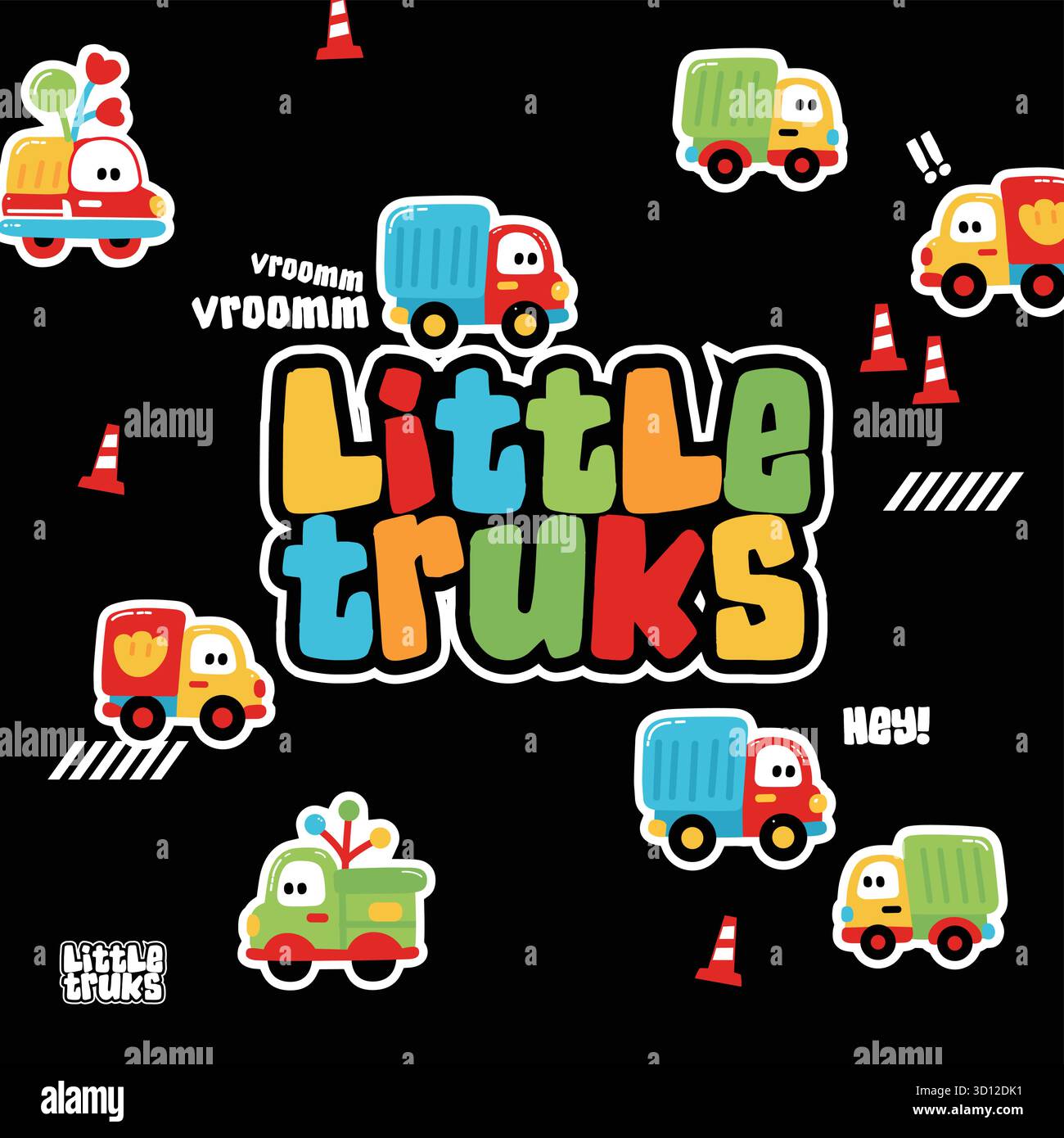 Car and Bus Design Pattern Set Stock Vector