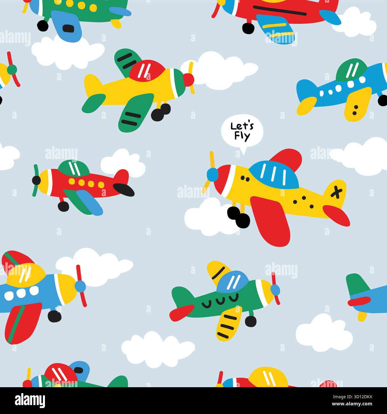 cute airplane seamless pattern for kids product Stock Vector