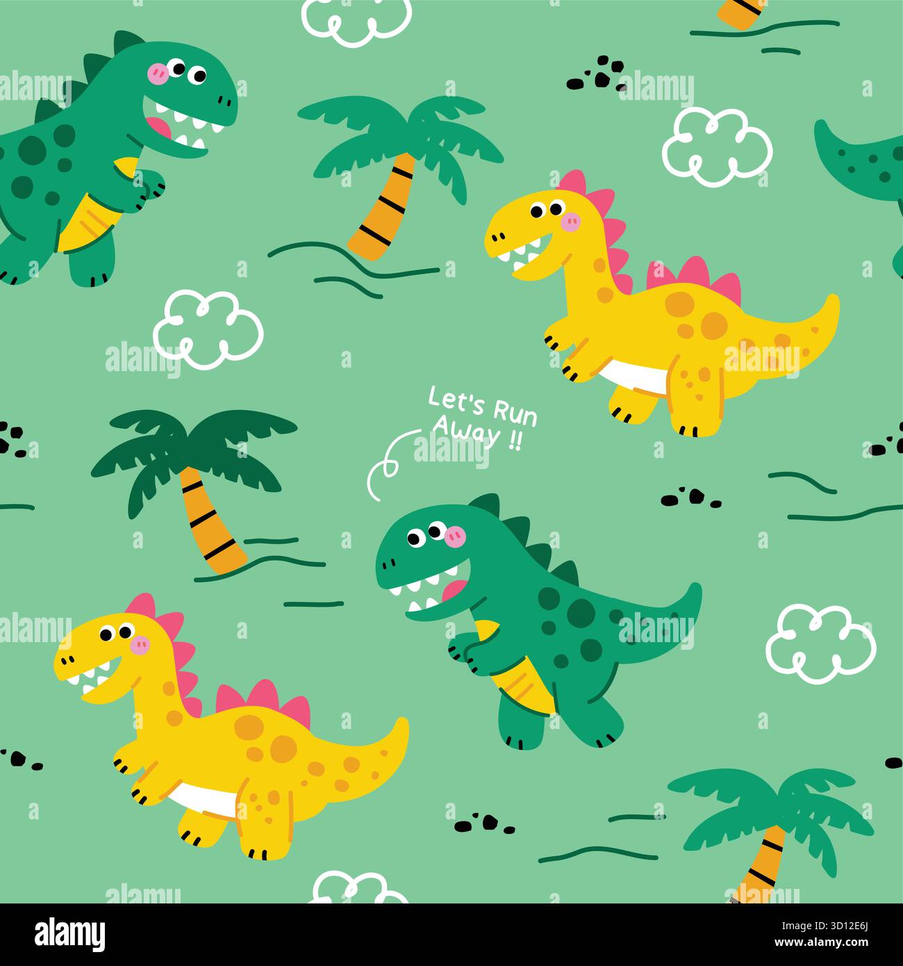 dinosaurs cute pattern seamless vector set Stock Vector