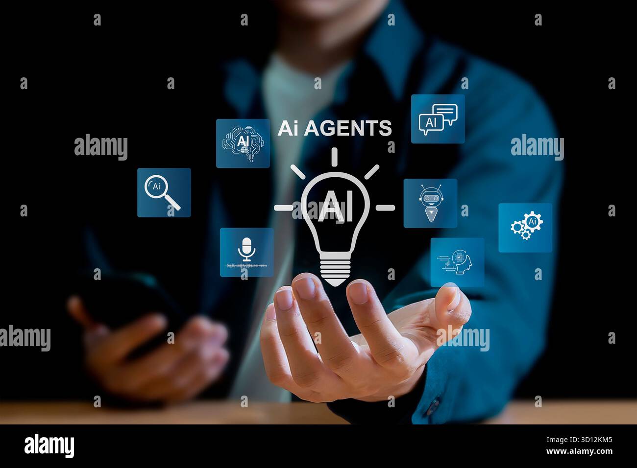 AI Brain Interface Futuristic Technology Concept Stock Photo