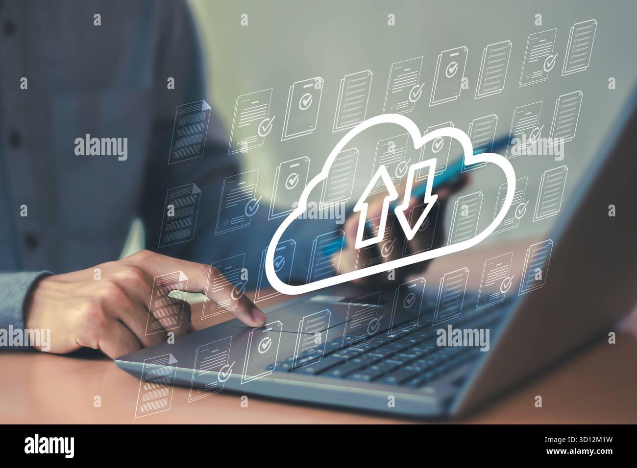 Cloud Computing and Data Transfer Concept Stock Photo