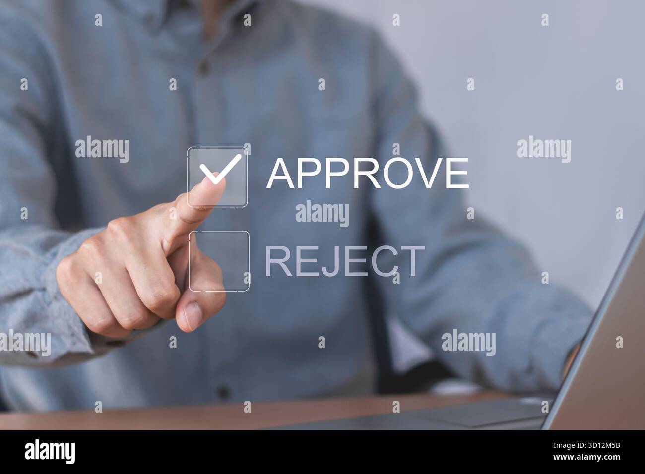 The concept of verification, certification, check mark and approval ...