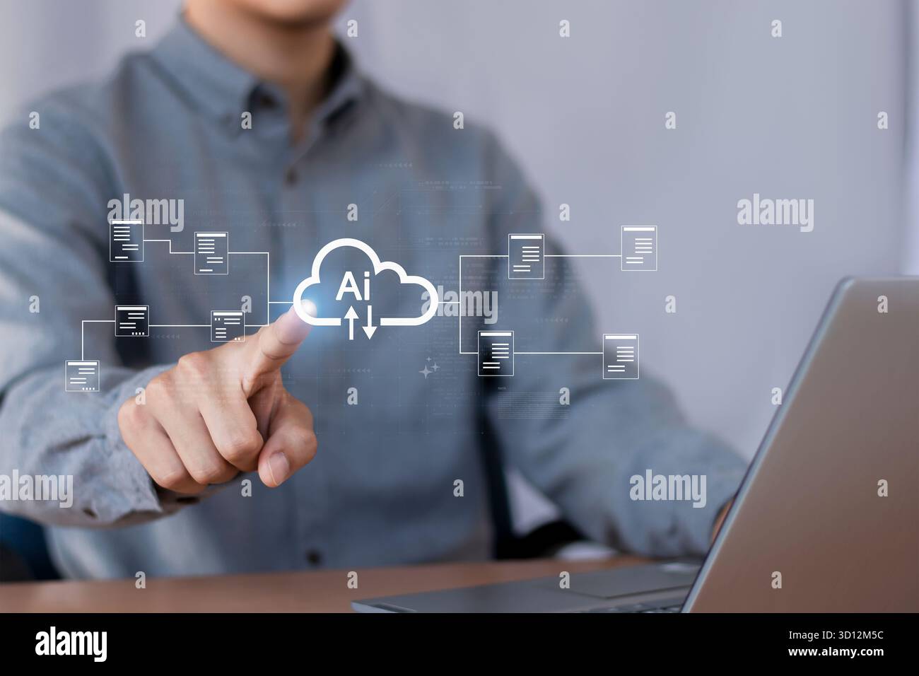 Cloud Computing, Cloud Technology, Data Storage, Data Transfer, Network and Internet Service Concepts Stock Photo