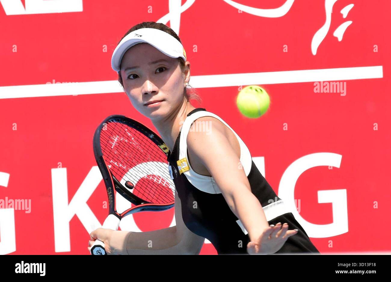 Hong Kong, China. 26th Oct, 2025. Kobori Momoko hits a return during the women's singles qualifying match between Kobori Momoko of Japan and You Xiaodi of China at Hong Kong Open tennis tournament 2025 in Hong Kong, south China, on Oct. 26, 2025. Credit: Lo Ping Fai/Xinhua/Alamy Live News Stock Photo