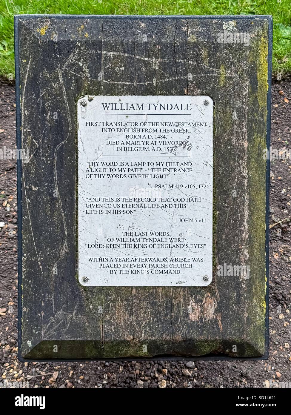 William Tyndale statue, Whitehall Gardens, London - Smartphone Captured Stock Image