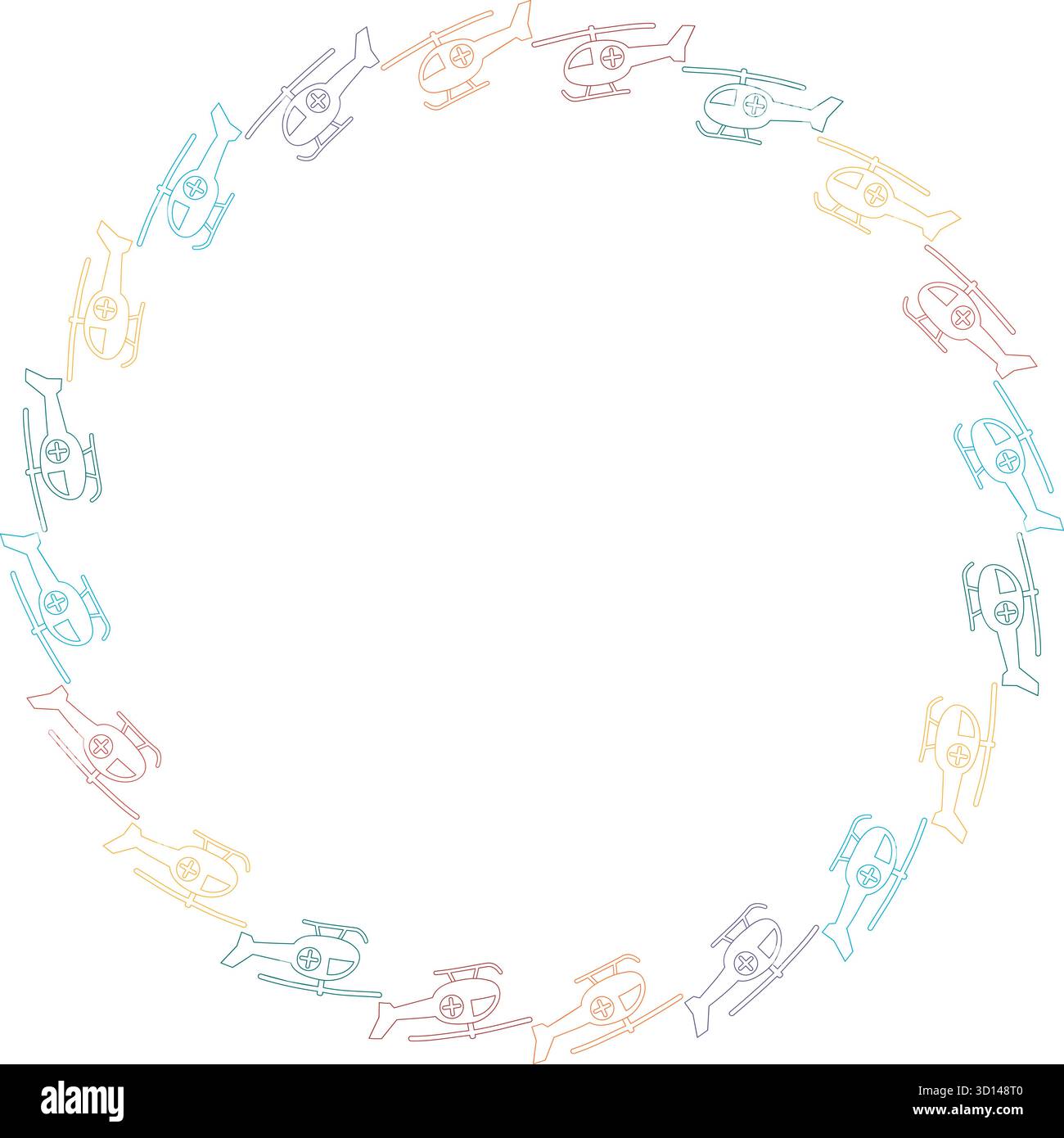 Helicopter simple frame. Simple stylish childish empty template. Simple elements for design, invitations Stock Vector