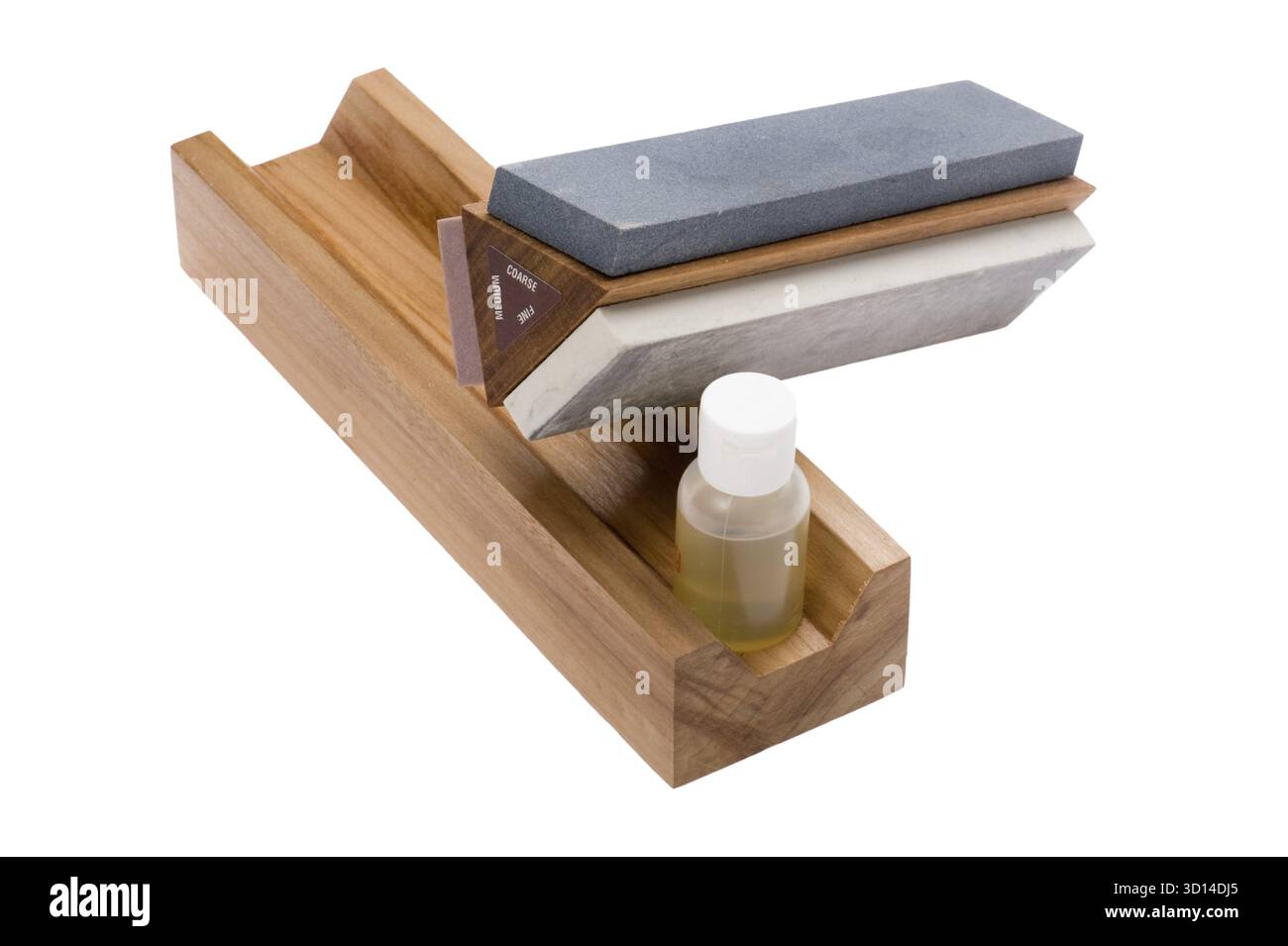 Object on white - Sharpener stone and knife Stock Photo