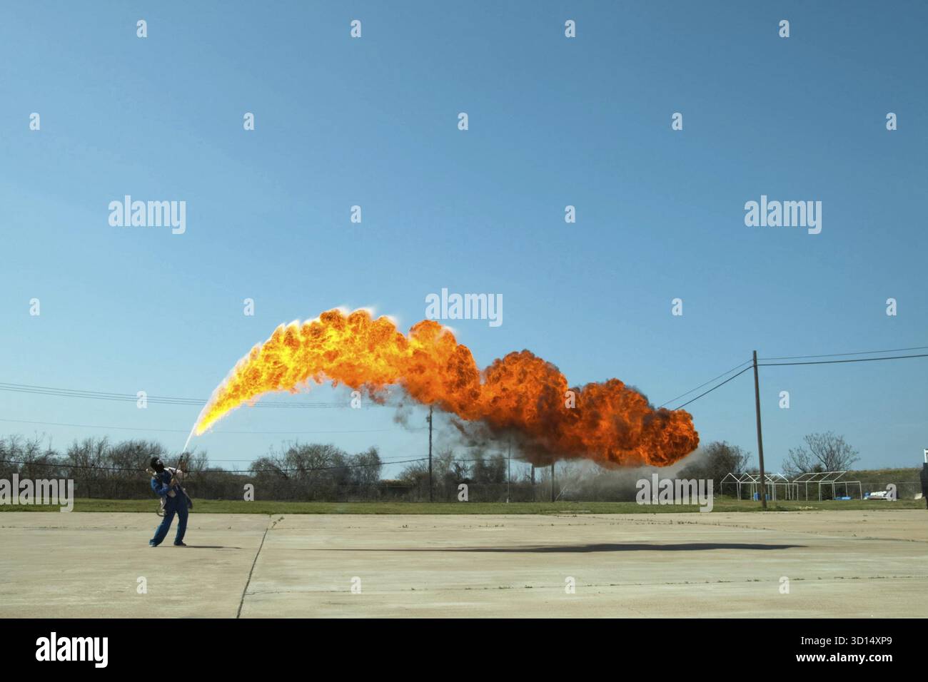 Flamethrower in action. a Flamethrower operational test Stock Photo - Alamy