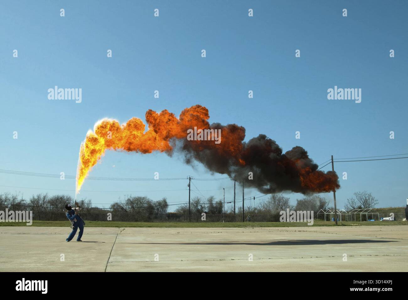 Flamethrower in action. a Flamethrower operational test Stock Photo - Alamy