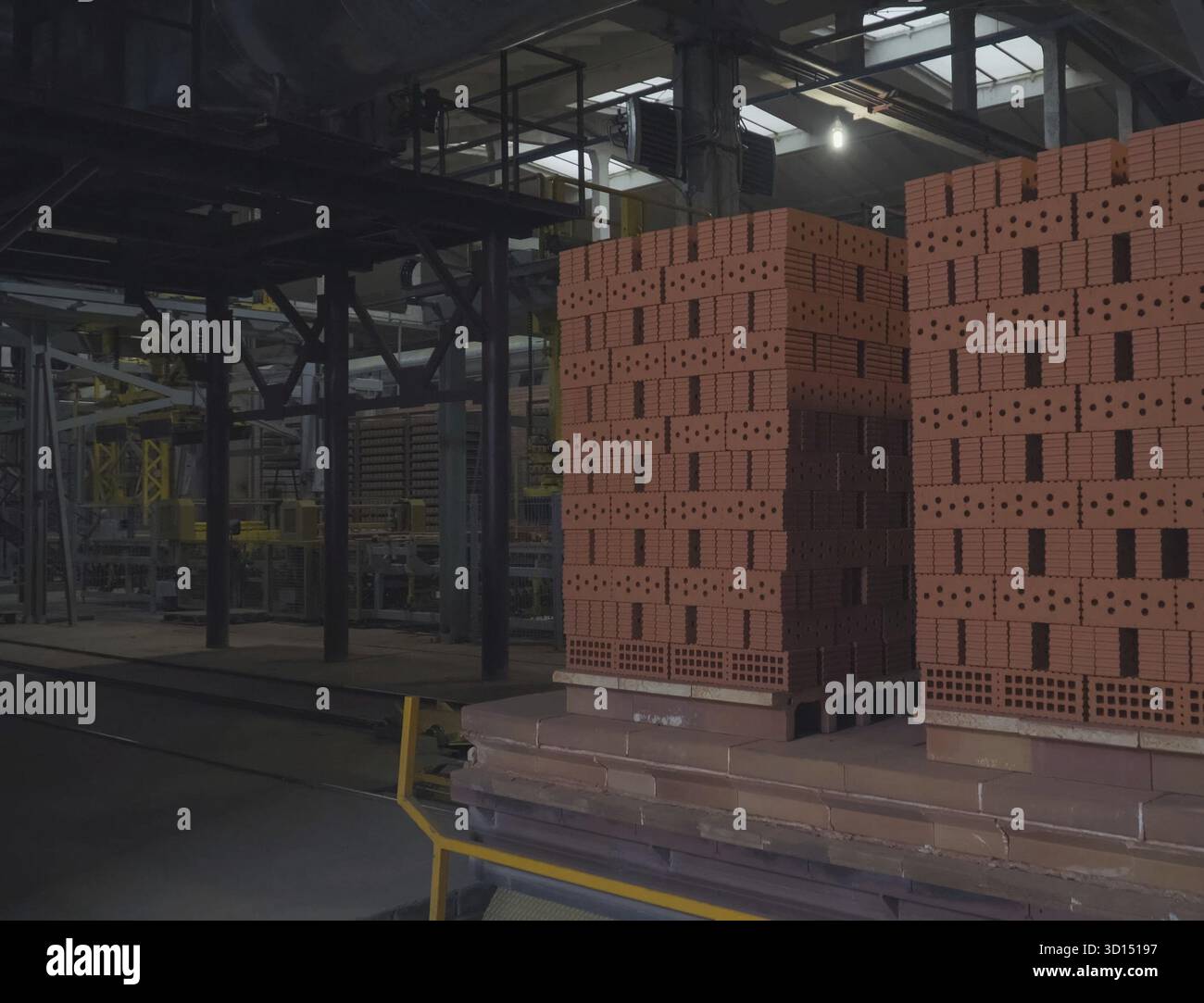 Exit the bricks from the oven for roasting. Brickworks Stock Photo