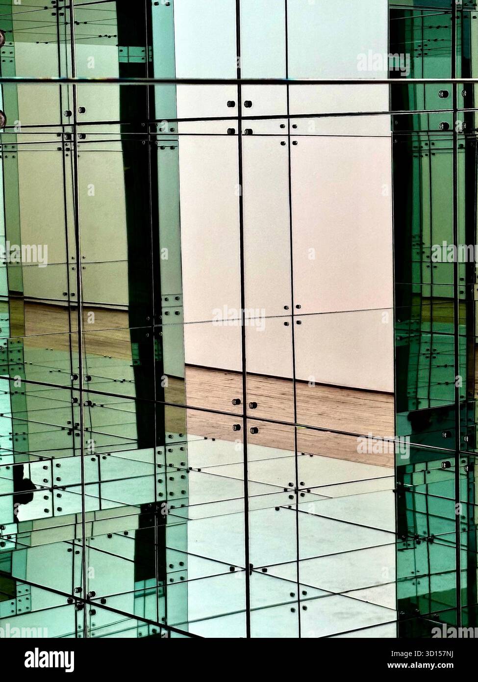 Reflecting mirrors at an art  installation at DIA Beacon, Beacon NY - Smartphone Captured Stock Image