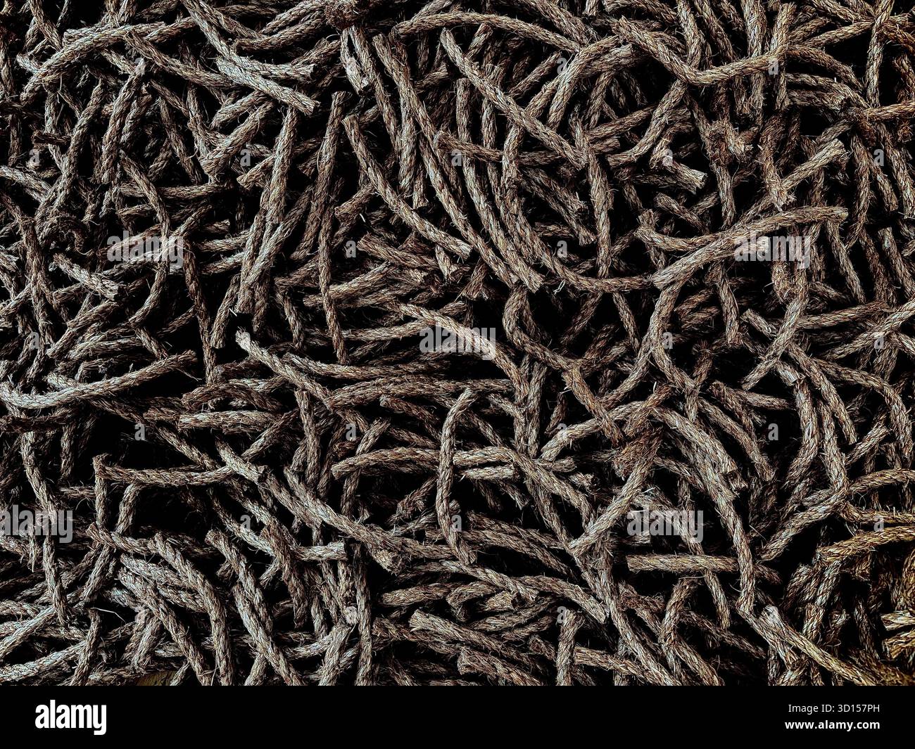 Detail of rope sculpture by Meg Webster at DIA Beacon, Beacon NY - Smartphone Captured Stock Image