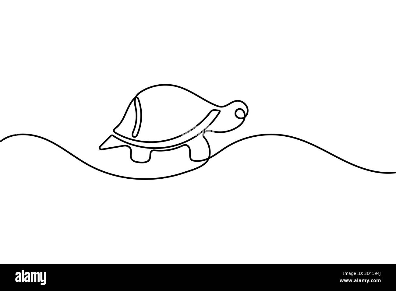 Turtle continuous one line drawing and minimalist style isolate outline ...