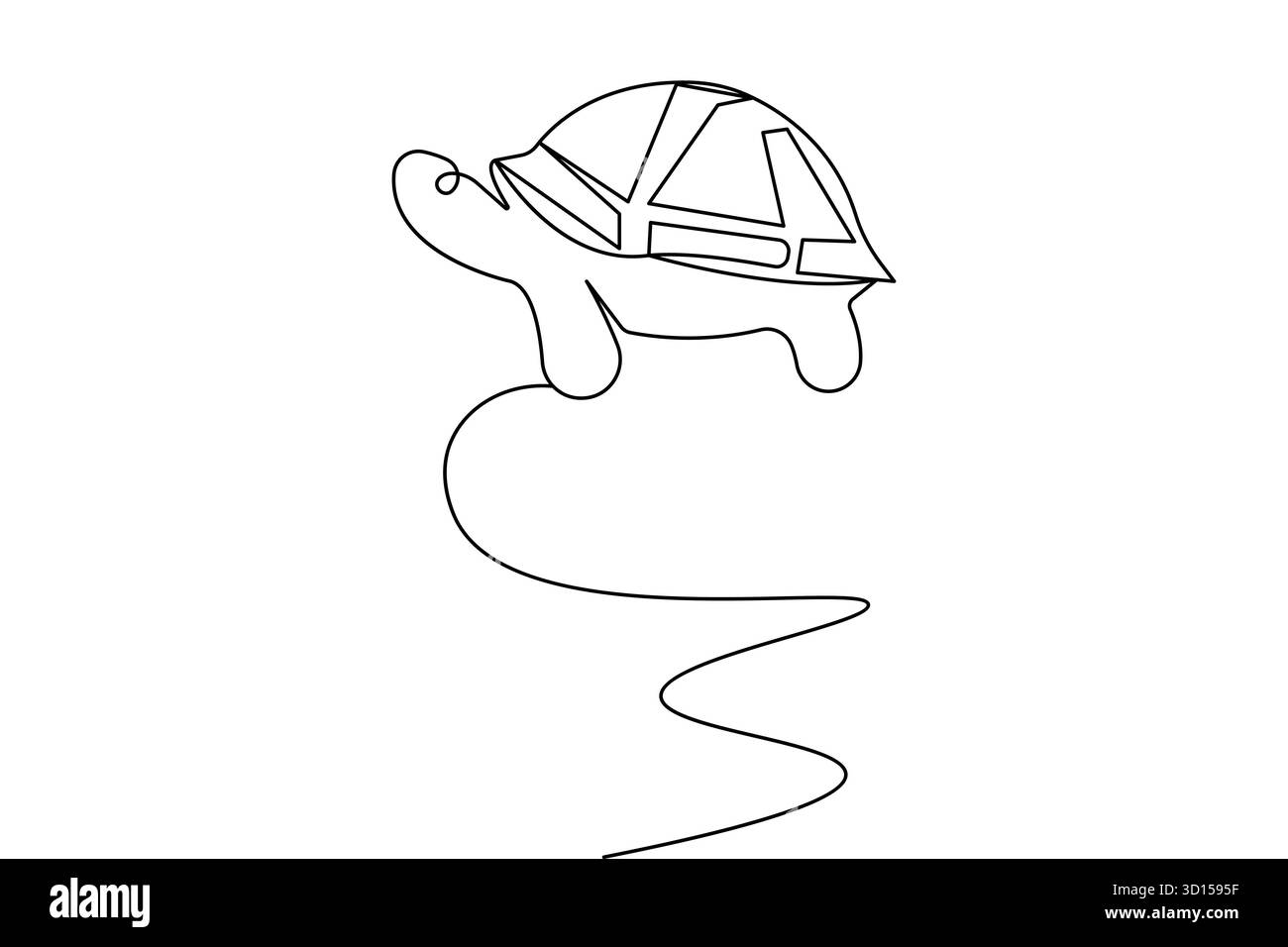 Turtle continuous one line drawing and minimalist style isolate outline ...