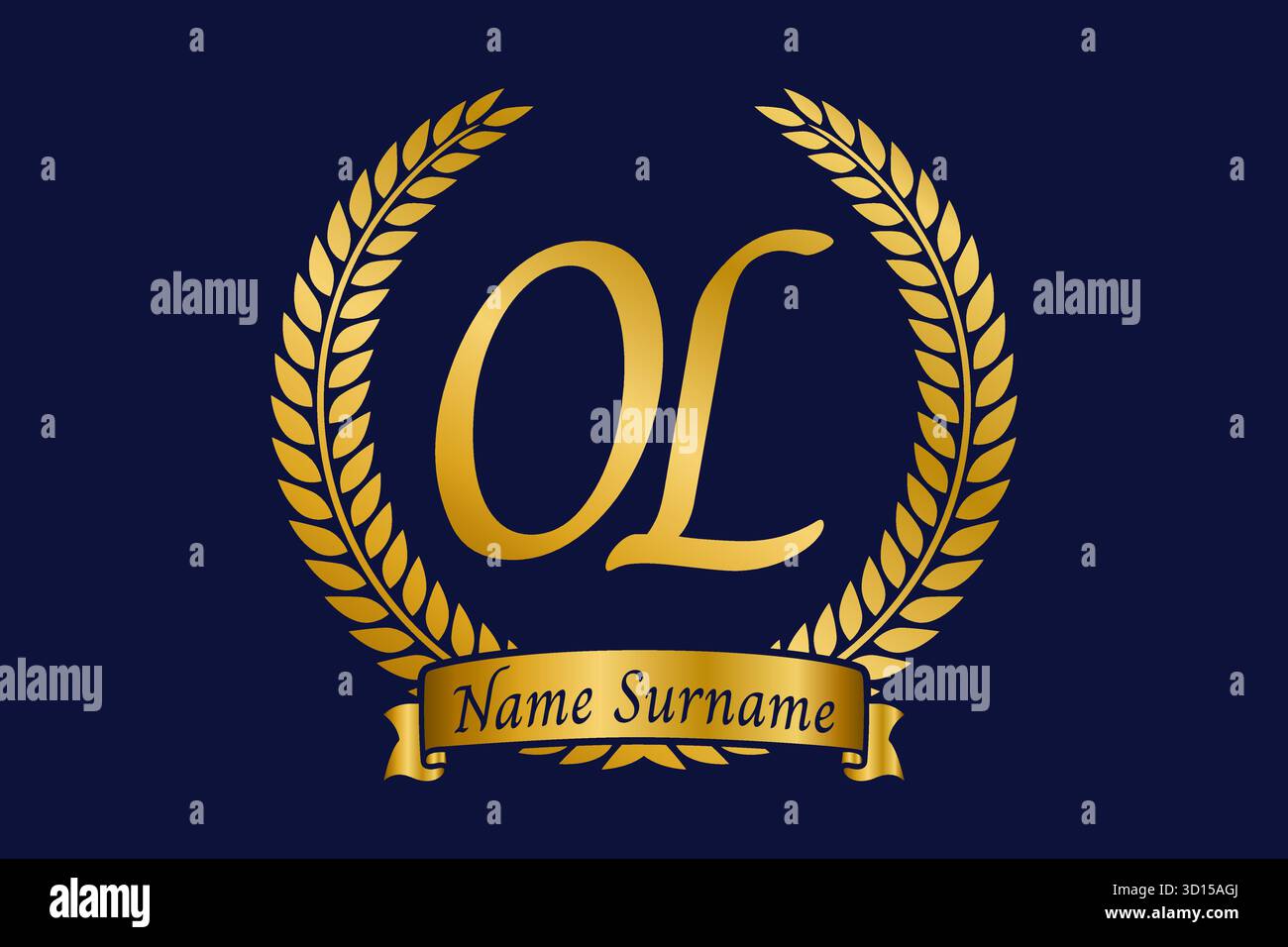 Initial letter O and L, OL monogram logo design with laurel wreath ...
