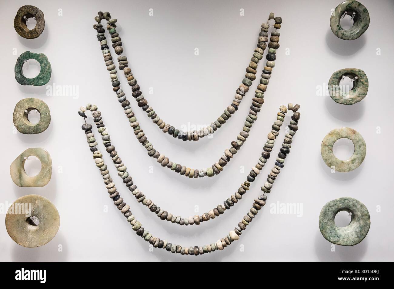 Aztec jade and greenstone necklaces with earspools, artifacts of ritual ...