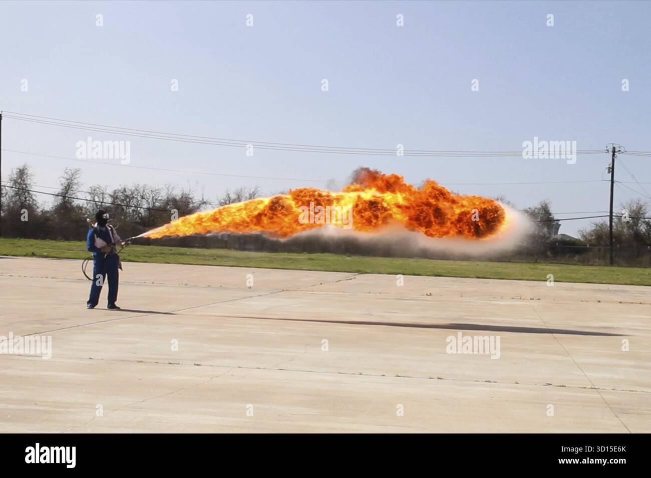 Flamethrower in action. a Flamethrower operational test Stock Photo - Alamy
