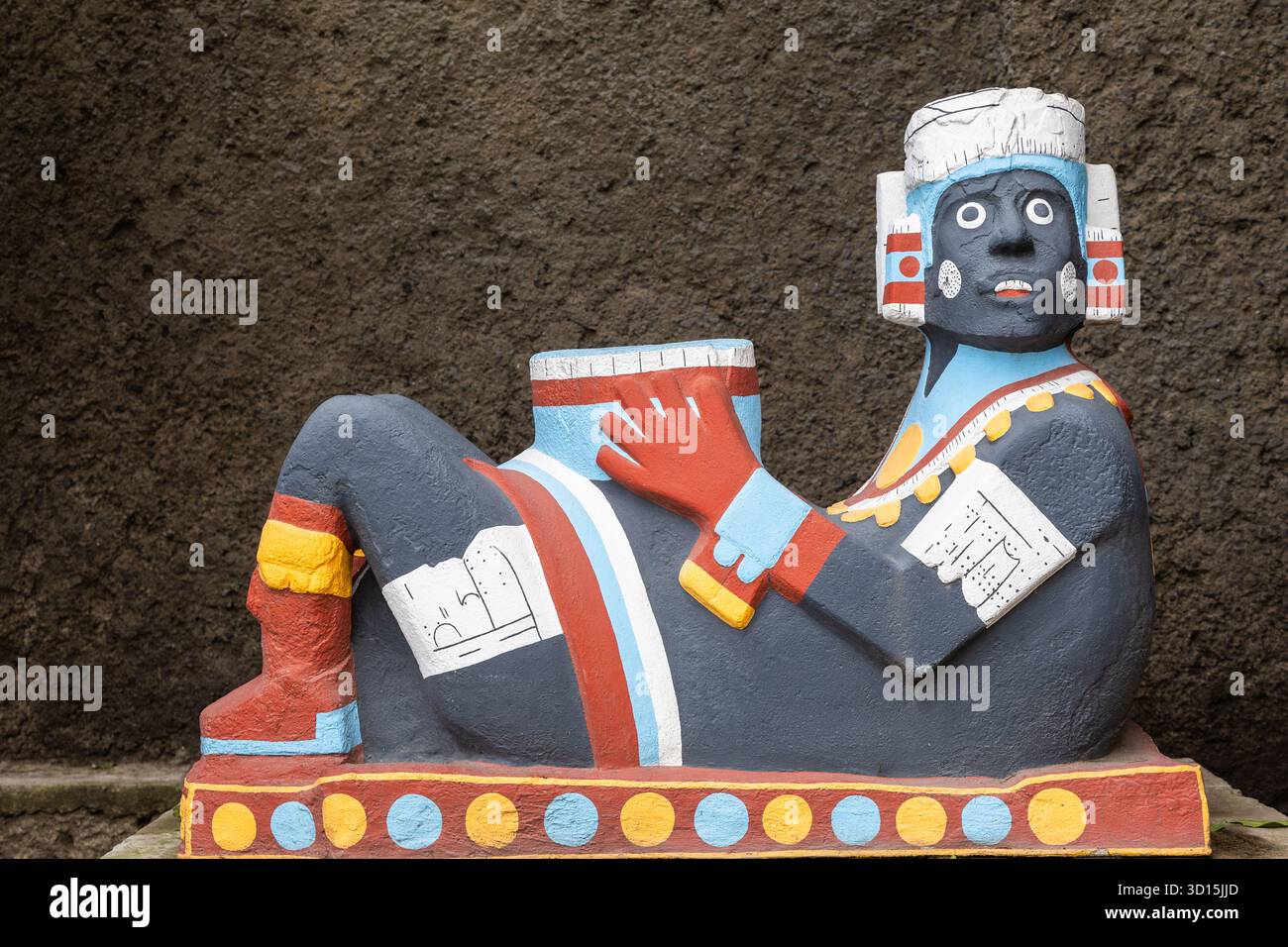 Colorful Chac Mool reconstruction outside the Templo Mayor Museum in ...