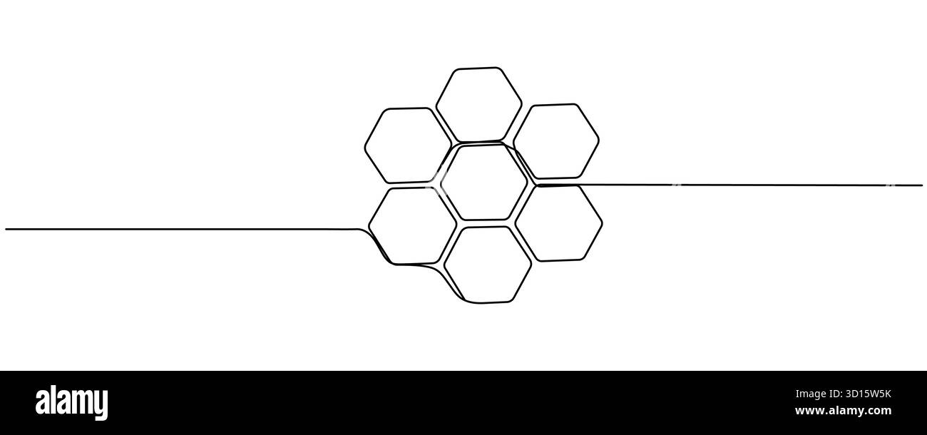 Honeycomb honey icon Continuous one line drawing Editable stroke. Stock Vector