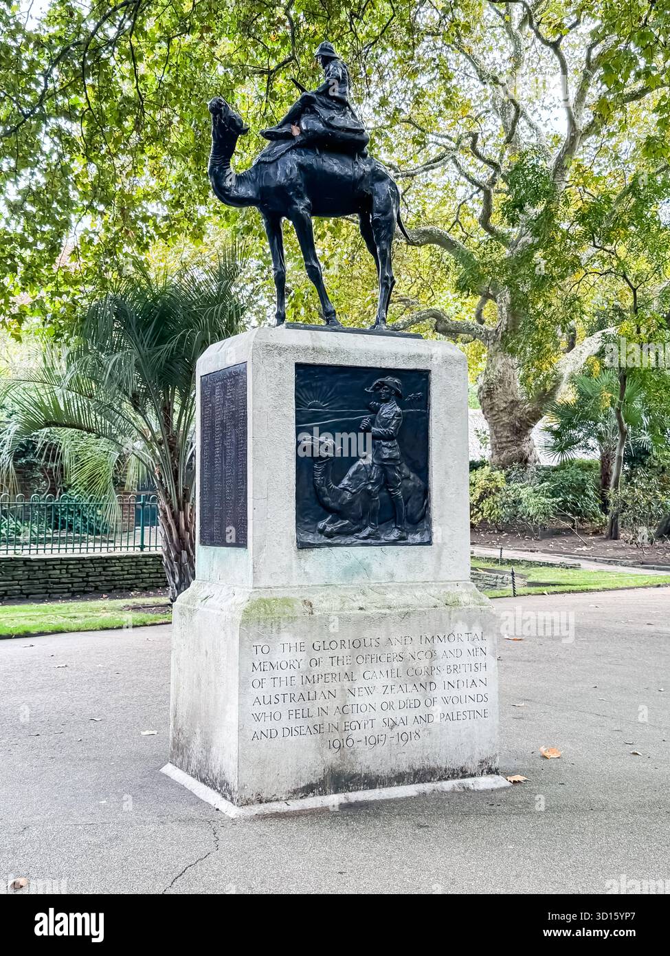 The Imperial Camel Corps Memorial, Victoria Embankment Gardens, London - Smartphone Captured Stock Image