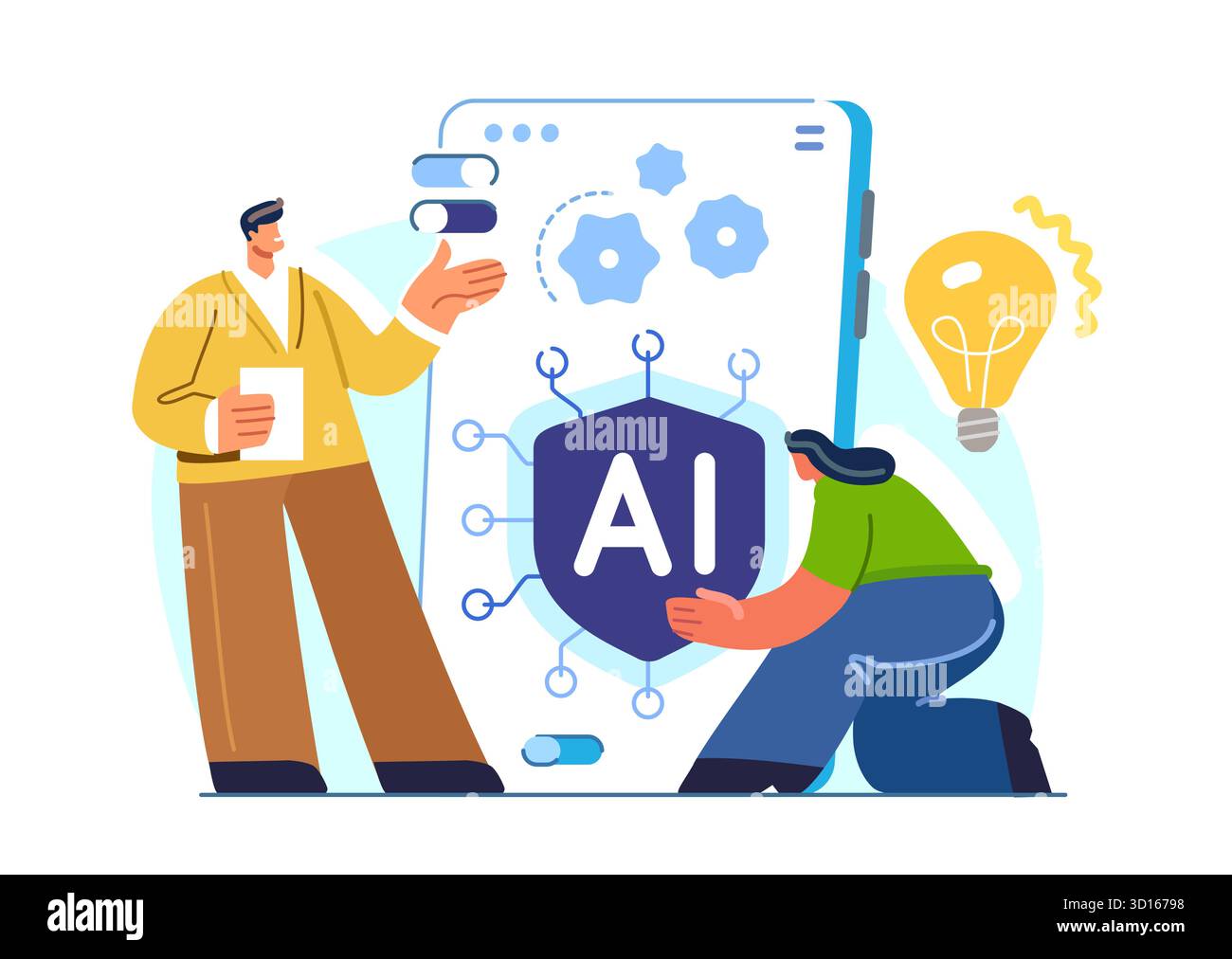 AI technology concept. Artificial intelligence assistant on smartphone screen. Modern application, digital software Stock Vector